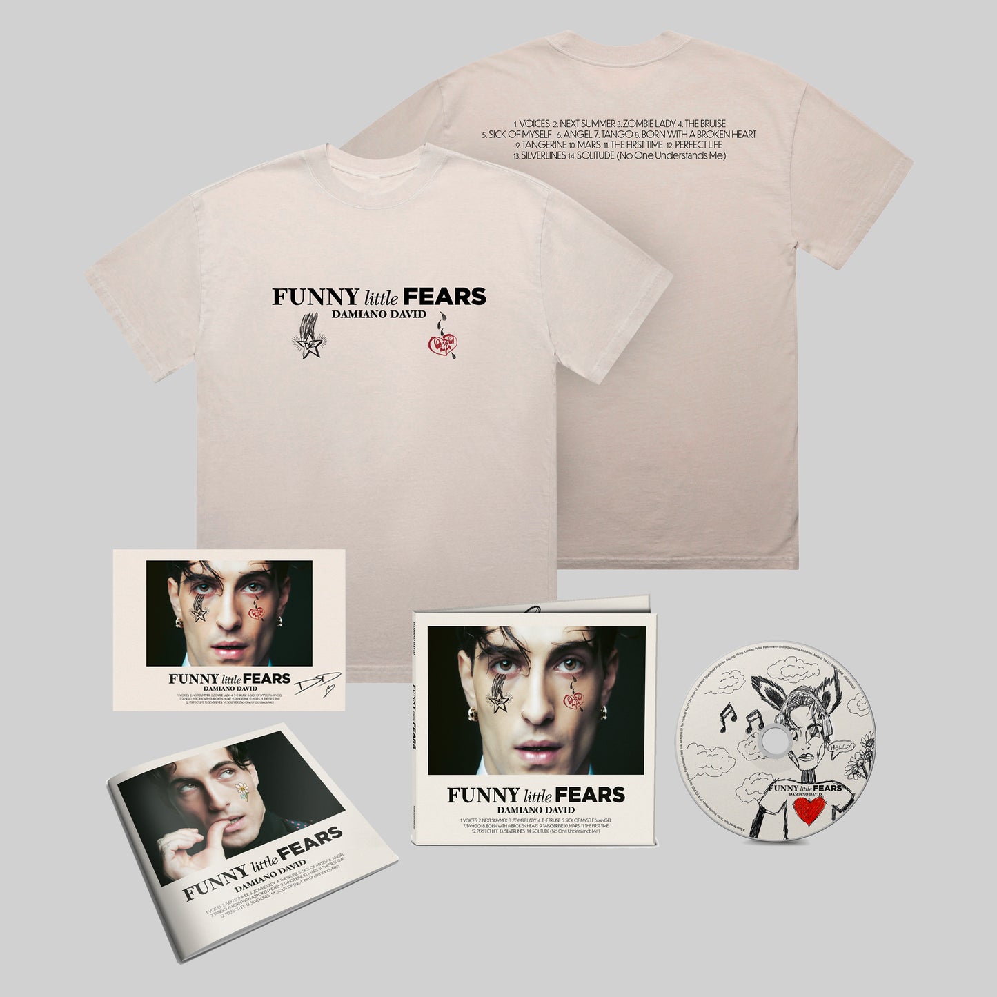 FUNNY Little Fears T-Shirt + CD + Signed Art Card